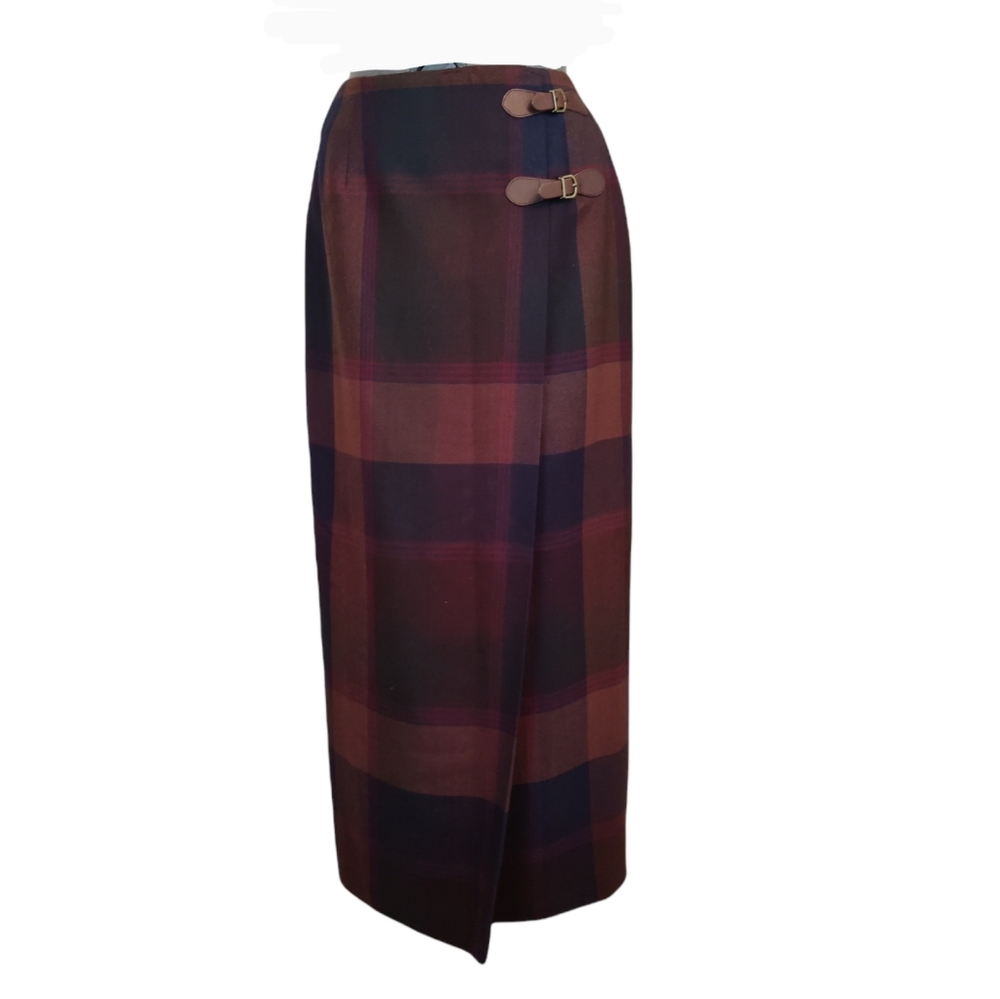 Ralph Lauren Vintage Plaid Wool Maxi Skirt Size 6